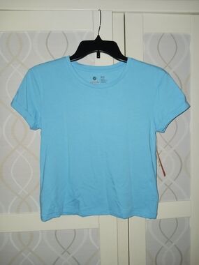 Sundry Women Turquoise Blue Short Sleeve Crewneck Tee Pima Cotton Tencel Modal